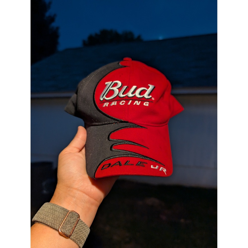 Bud Racing‎ Dale Jr NASCAR Hat Cap Number 8 Signed Red Black